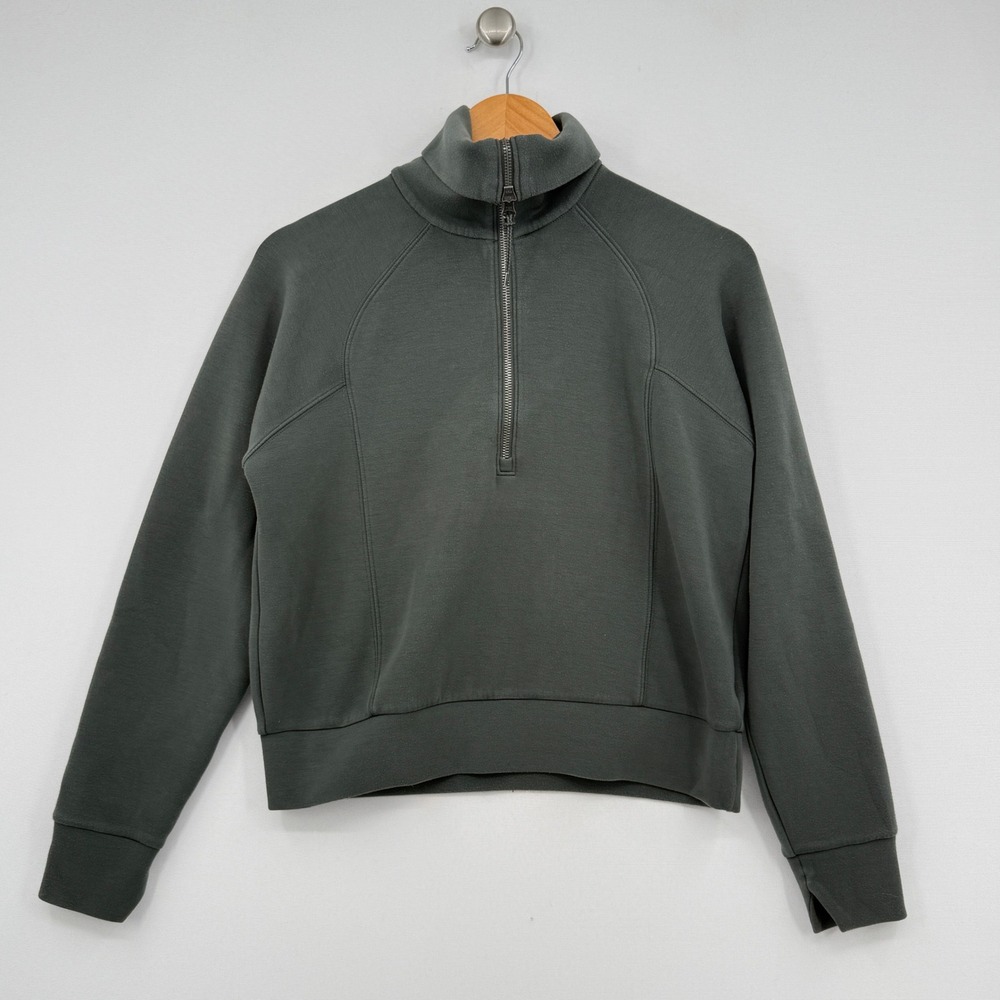 Spanx AirEssentials Half Zip Pullover Women XS Green Athleisure Gorpcore Yoga